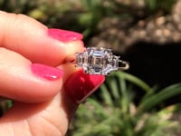 Asscher Cut & Trapezoid Diamond Three Stone Ring