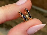 Sapphire Baguette Huggie Earrings