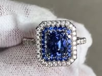 2.06ct Radiant Cornflower Blue Sapphire & Diamond Ring