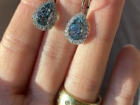 3.16ctw Pear Shape Aquamarine & Diamond Drop Earrings