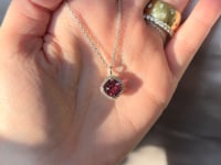 3.09ct Cushion Mahenge Garnet Pendant in 18K White Gold