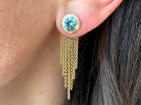 4.11ctw Round Blue Zircon Studs Bezel set in 18K Yellow Gold