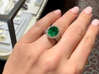 4.19ct Oval Colombian Emerald & Diamond Ring in Platinum