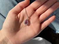 2.28ct Pear Shape Pink Sapphire & Diamond Drop Pendant