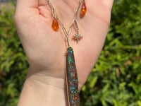 29.75ct Freeform Australian Boulder Opal, Mandarin Garnet & Star Diamond Necklace