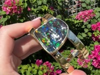 38.46ct Freeform Australian Boulder Opal & Gold Cuff