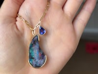 17.77ct Freeform Australian Boulder Opal & Tanzanite Necklace