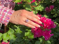 1.78ct Emerald Cut Pink Sapphire & Diamond Three Stone Ring