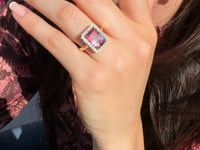 5.23ct Emerald Cut Bi-Color Pink & Lavender Brazilian Tourmaline & Diamond Ring