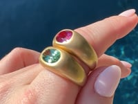 Oval Rubellite Tourmaline & Gold Gypsy Chunky Ring