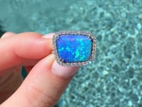 3.67ct Freeform Australian Boulder Opal & Diamond Ring in Platinum