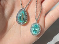 2.42ct Pear Shape Paraiba-Type Tourmaline & Diamond Platinum Pendant