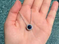 2.36ct Round Sapphire & Diamond Slider Pendant