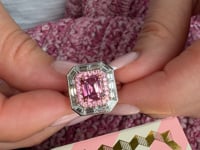 2.05ct Emerald Cut Pink Spinel, Pink Sapphire, & Diamond Ring in Platinum & 18K Rose Gold