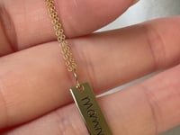 14K Gold Engravable Vertical Bar Charm