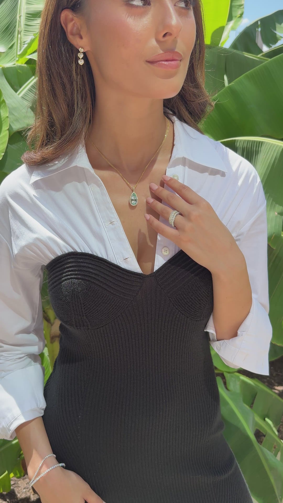 7.39ct Pear Shape Icey Greenish-Blue Tourmaline & Diamond Platinum Pendant