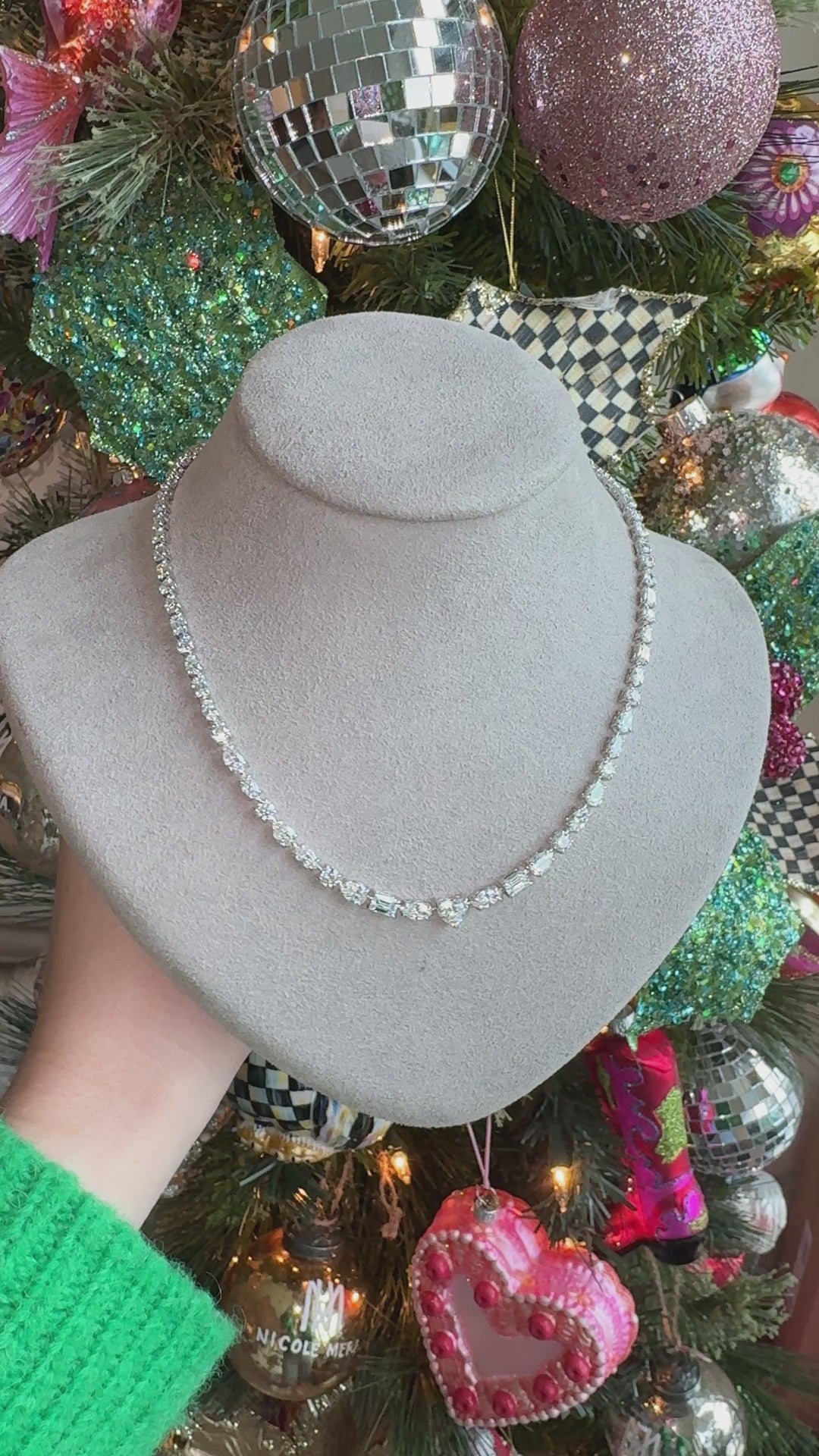 6.26ctw Mixed-Shape Natural Diamond Tennis Necklace in 18K White Gold