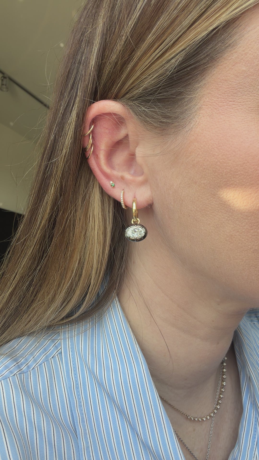 4.21ctw Oval Natural Diamond Vintage-Inspired Earrings in Blackened Platinum & 18K Yellow Gold
