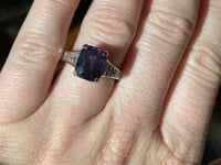 3.14ct Cushion Purple Spinel & French Cut Baguette Diamond Ring