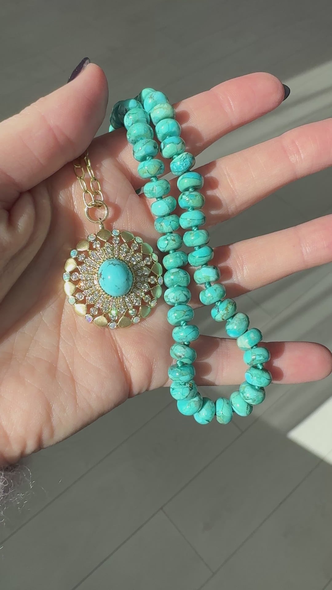 8mm Turquoise Roundel Beaded Necklace