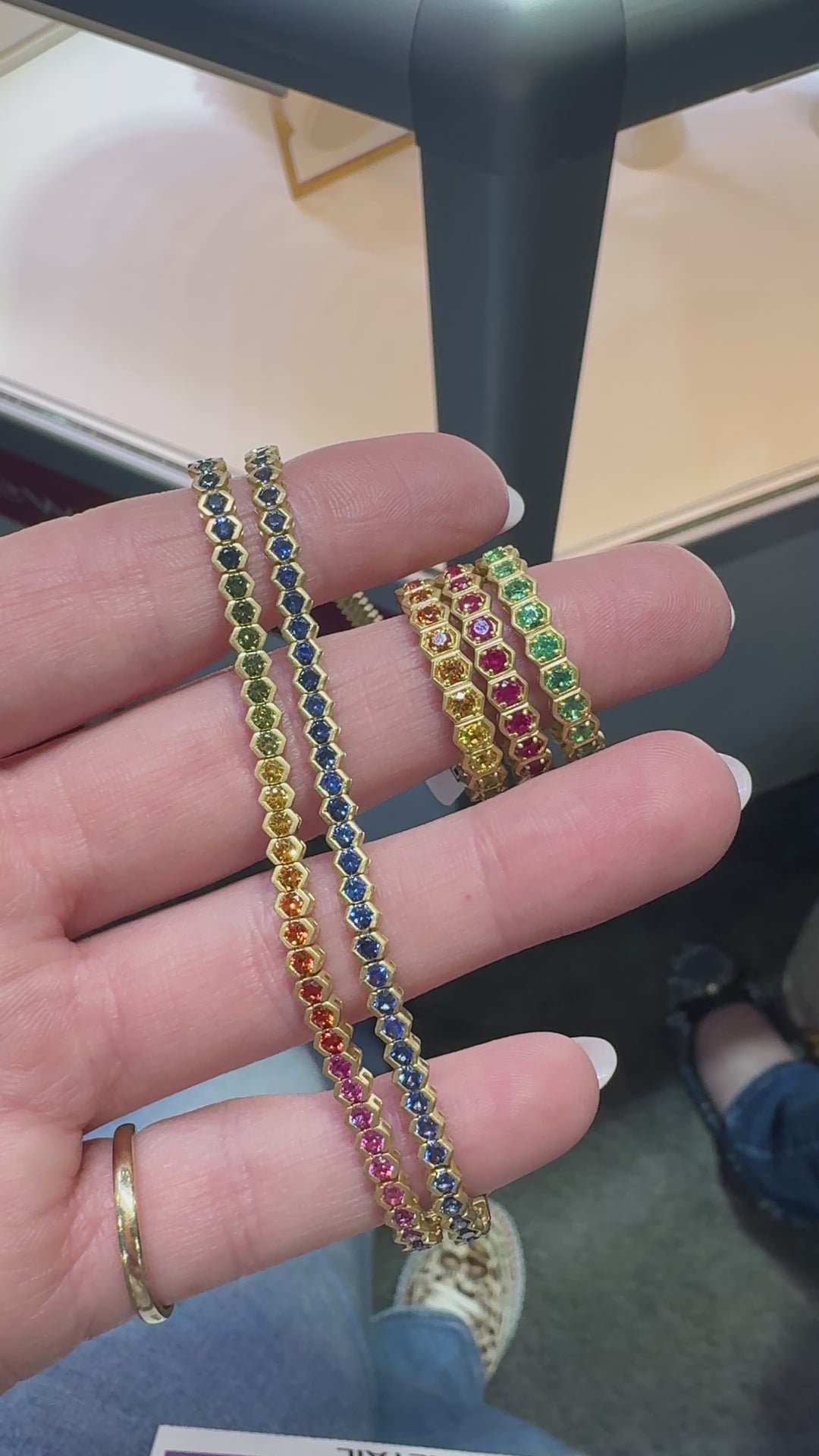 3.35ctw 'Over the Rainbow' Hexagon Rainbow Sapphire Tennis Bracelet