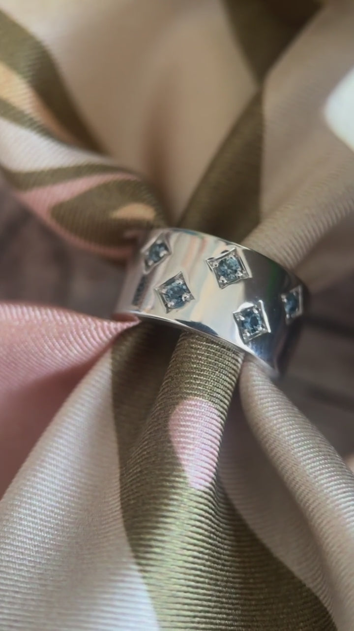 Sterling Silver Speckled Montana Sapphire Bolo Ring