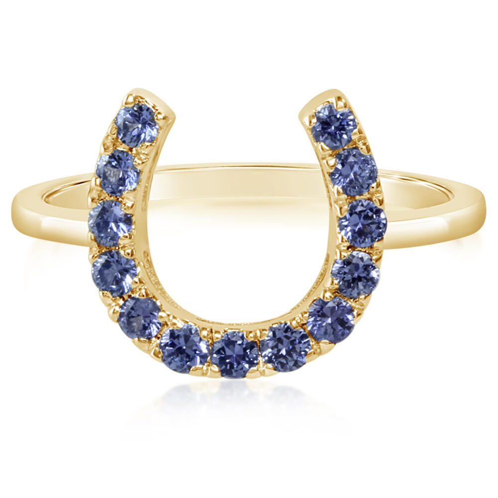 0.52ct Yogo Montana Sapphire Horseshoe Ring in 14K Gold