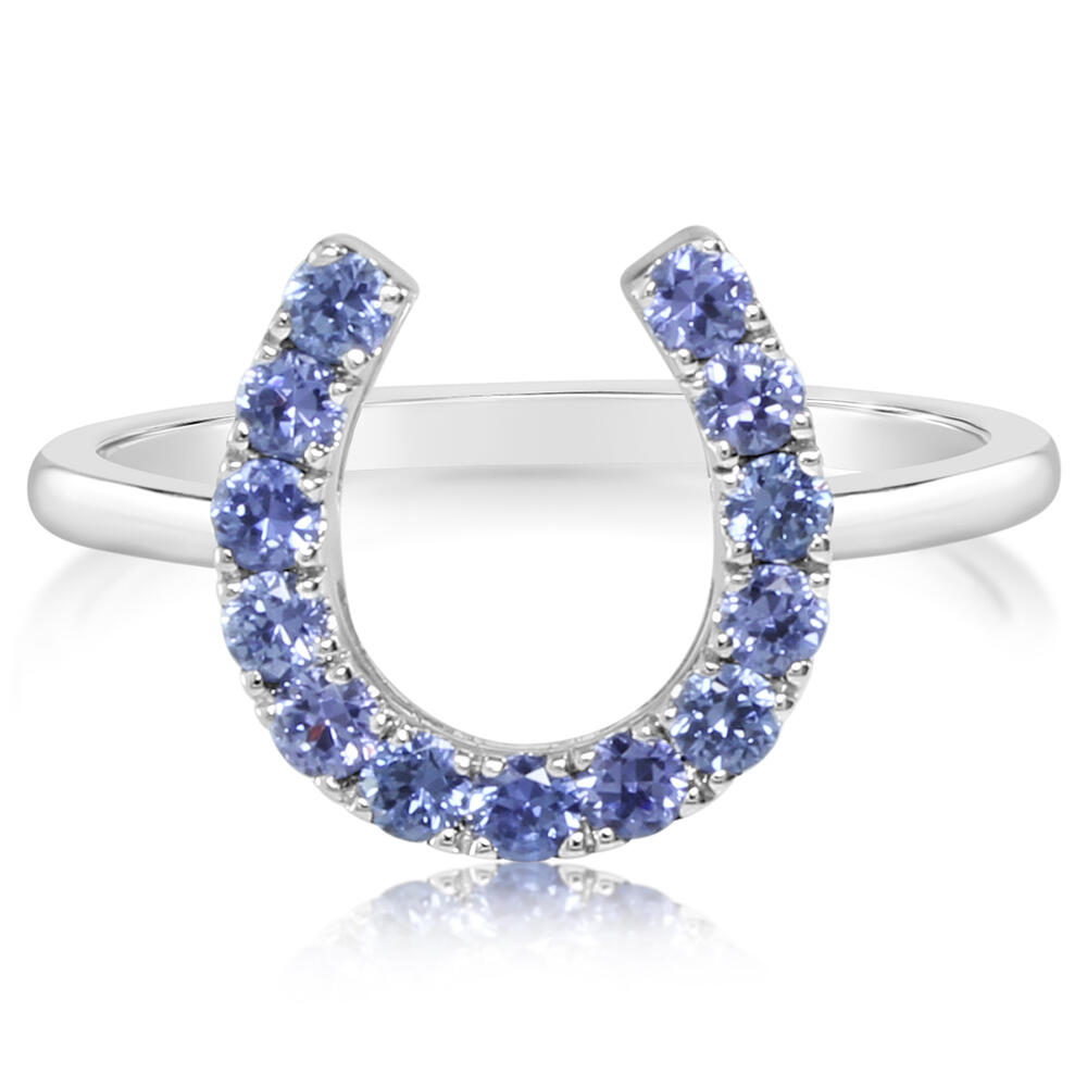 0.52ct Yogo Montana Sapphire Horseshoe Ring in 14K Gold