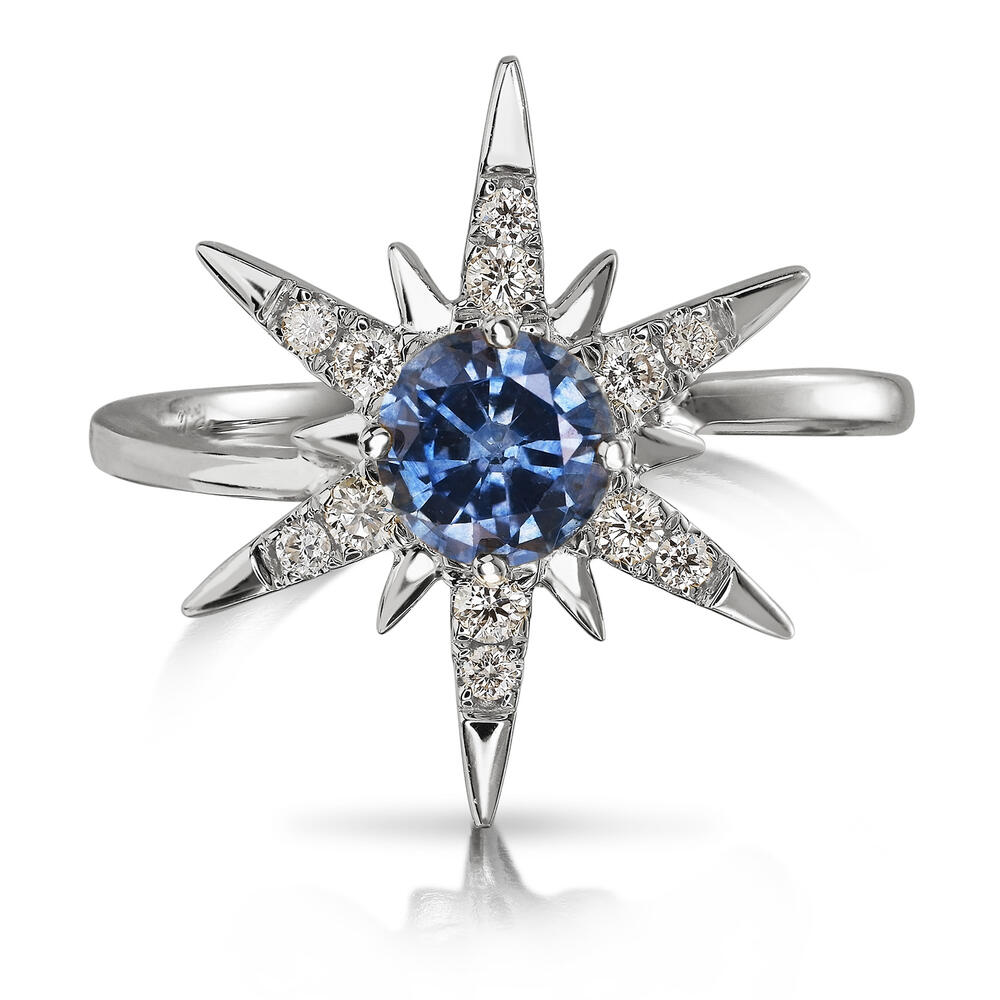 Montana Sapphire Starburst Ring in 14K Gold
