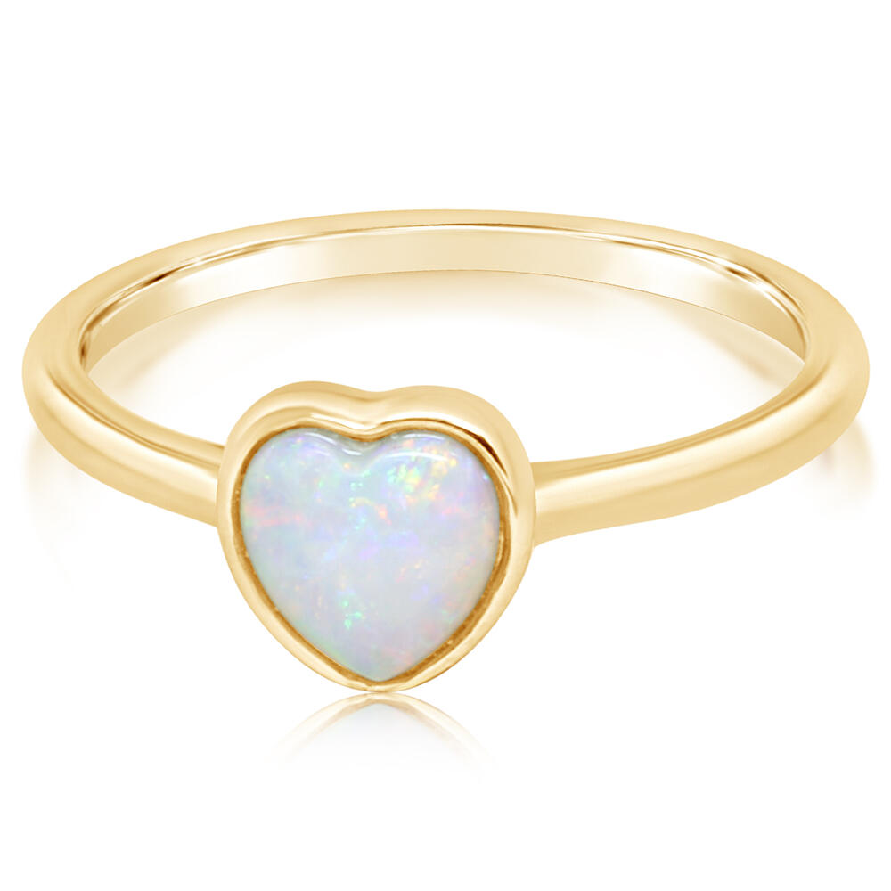 0.45ct Heart Shaped Australian White Opal Ring