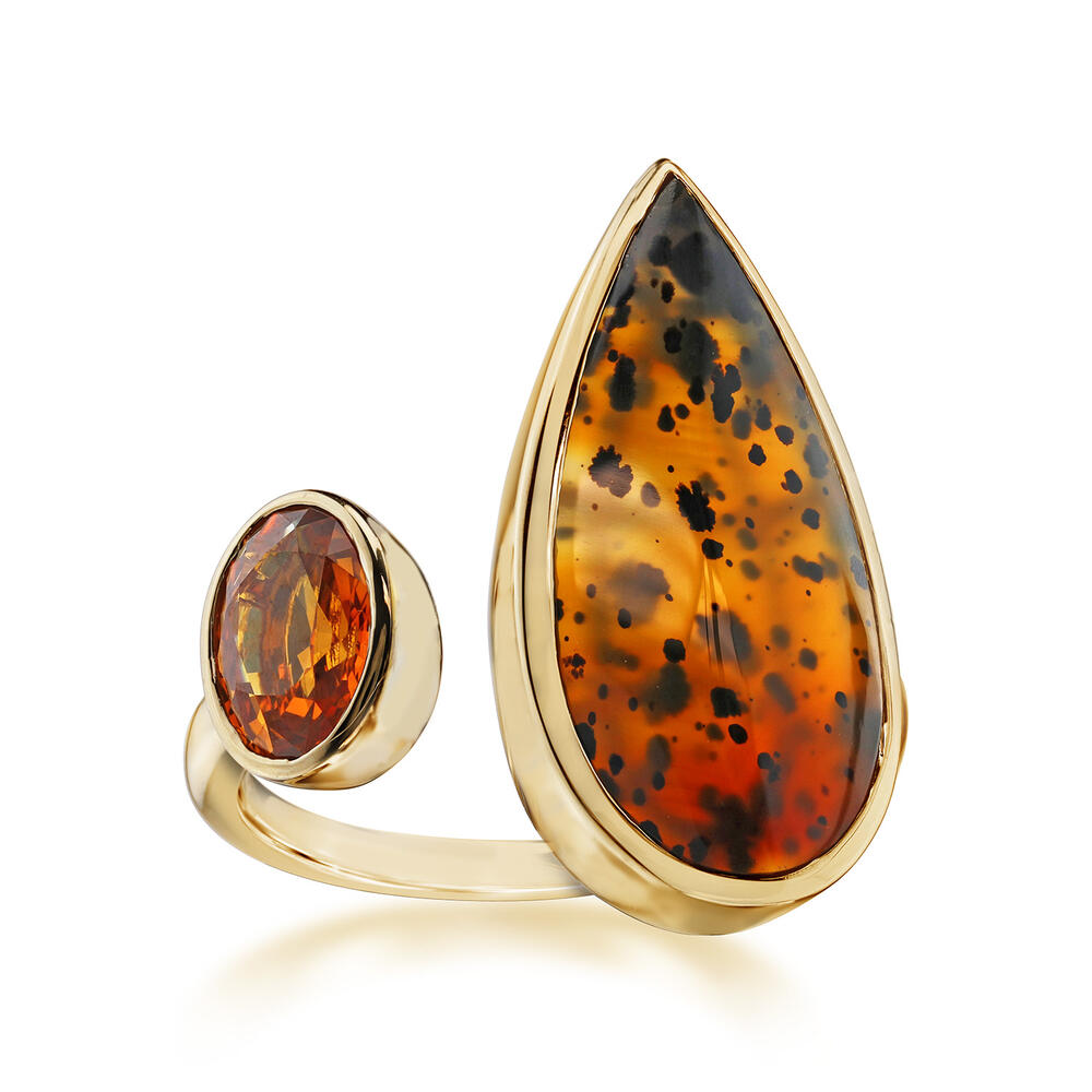 14K Yellow Gold Montana Agate & Montana Sapphire Ring