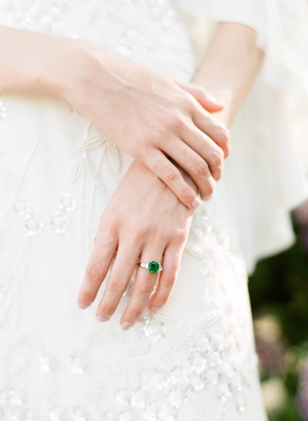 Cushion Colombian Emerald & Diamond Ring