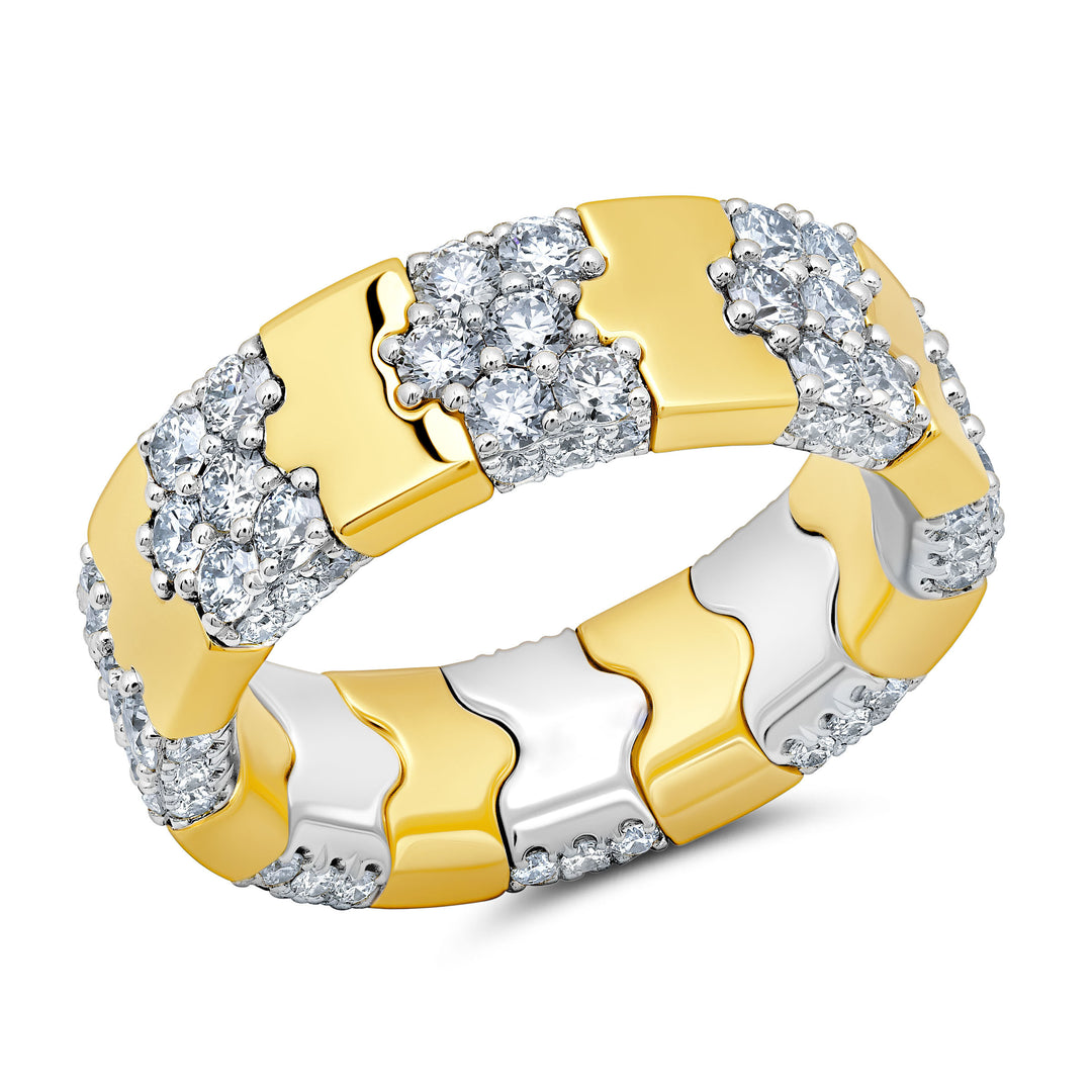 Stretchable Diamond "Puzzle" Eternity Band in 18K Yellow Gold