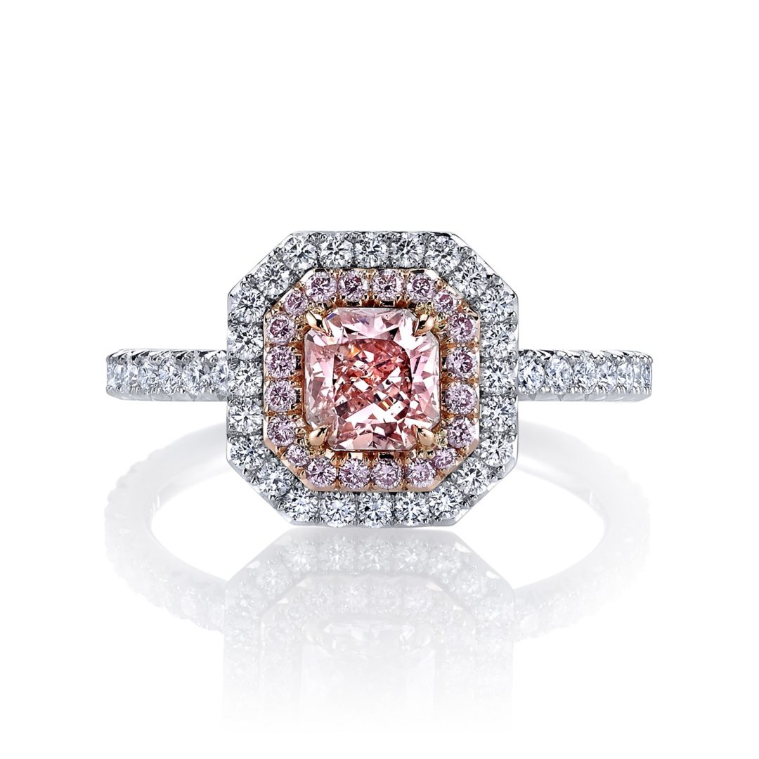 Square Radiant Cut Natural Pink Diamond Ring | Nicole Mera