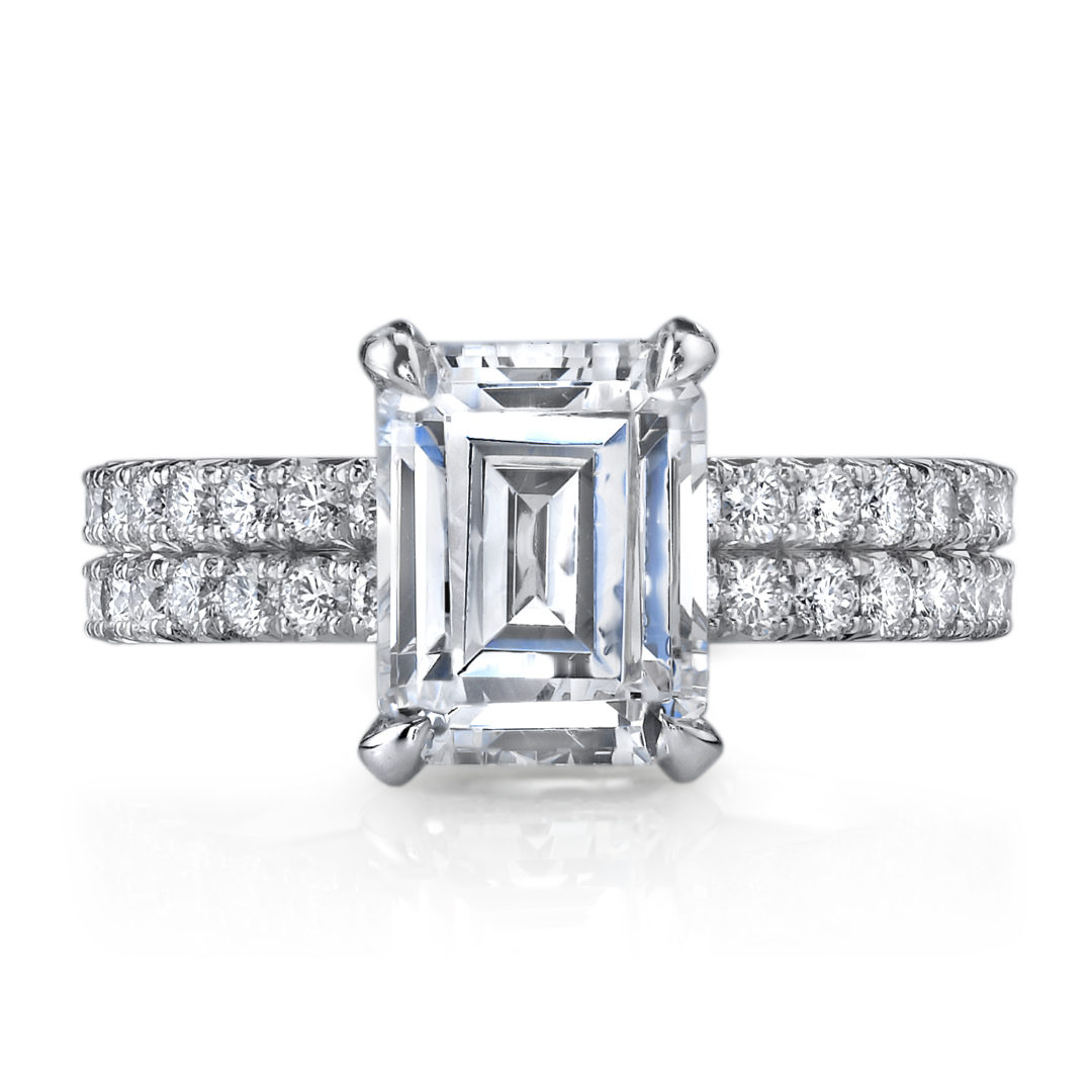 Double Band Diamond Crown Solitaire Ring | Nicole Mera