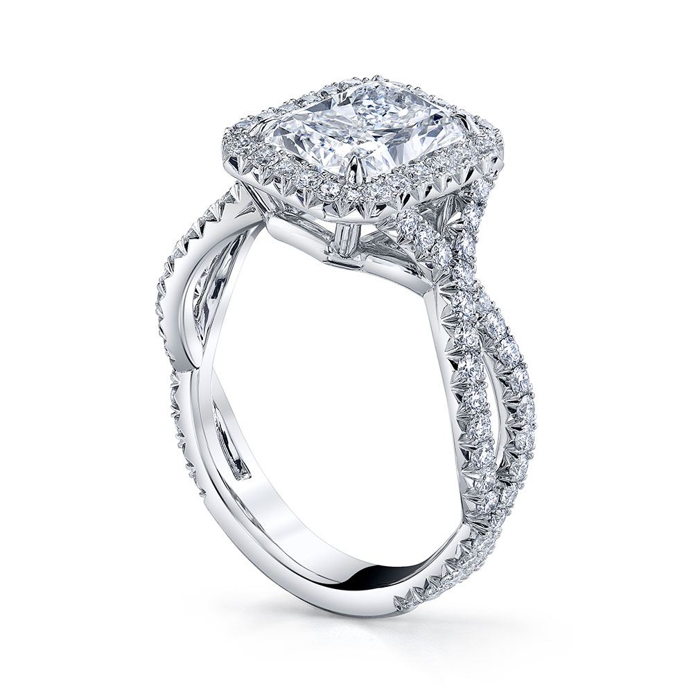 2.01ct Radiant Cut Diamond Twisty Ring | Nicole Mera